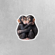 Hugging Chimpanzees Sticker | Cute Chimpanzees Decal for Laptop, Water Bottle, & Planner - Adorable Chimpanzees Gift for Any Occasion