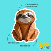 Origami Sloth Sticker - Cute Sitting Sloth Sticker - Origami Sloth Decal