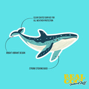 Whimsical Whale Sticker | Whale Sticker | Hand Drawn Whale Sticker
