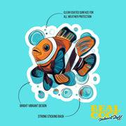 Whimsical Clownfish Sticker | Clownfish Sticker | Hand Drawn Clownfish Sticker