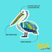 Whimsical Pelican Sticker | Pelican Sticker | Hand Drawn Pelican Sticker