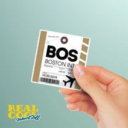 BOS Luggage Tag Sticker | Aviation Stickers | Boston Airport Sticker