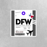 DFW Luggage Tag Sticker | Aviation Stickers | Dallas Fort Worth Airport Sticker