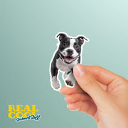 American Bulldog Sticker | Running American Bulldog Sticker | Black White Bulldog Sticker