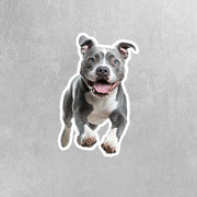 American Bulldog Sticker | Running American Bulldog Sticker | Gray Bulldog Sticker