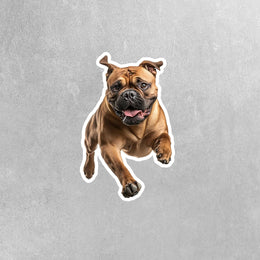 Bullmastiff Running Sticker - Bullmastiff Decal for Water Bottles, Car & Laptop - Cute Bullmastiff Dog Vinyl Art