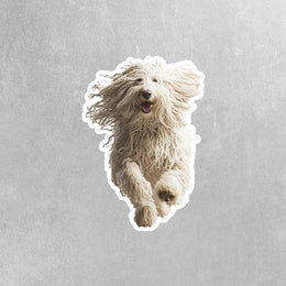 Komondor Running Sticker - Komondor Decal for Water Bottles, Car & Laptop - Cute Komondor Dog Vinyl Art