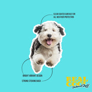 Old English Sheepdog Running Sticker - Old English Sheepdog Decal for Water Bottles, Car & Laptop - Cute Old English Sheepdog Vinyl Decal