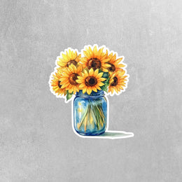 Sunflower Sticker | Sunflowers in a Mason Jar Sticker | Flower Stickers