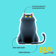 Blue Cat Sticker | Fat Cat Sticker | Cat Sticker