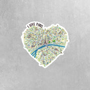 Paris Sticker | I Love Paris Sticker | Paris Map Sticker