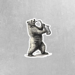 Bear Sticker | Saxophone Bear Sticker | Musical Bear Sticker