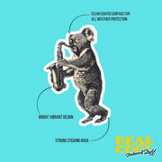 Koala Bear Sticker | Saxophone Koala Bear Sticker | Musical Koala Bear Sticker
