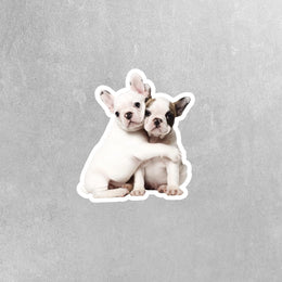 Hugging French Bulldogs Sticker | Cute French Bulldogs Decal for Laptop, Water Bottle, & Planner - Adorable French Bulldogs Gift