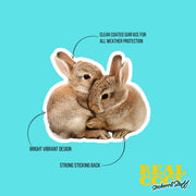 Hugging Bunnies Sticker | Cute Bunnies Decal for Laptop, Water Bottle, & Planner - Adorable Bunnies Gift