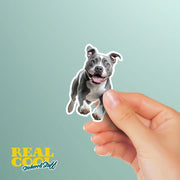 American Bulldog Sticker | Running American Bulldog Sticker | Gray Bulldog Sticker