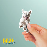 American Bulldog Sticker | Running American Bulldog Sticker | White Bulldog Sticker