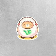 Cute Lamb Sticker | Too Cute To Stay Home Sticker | Cartoon Lamb Decal