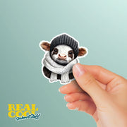 Calf Sticker | Cute Winter Calf Decal | Cow With Scarf Sticker