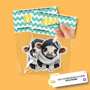 Calf Sticker | Cute Winter Calf Decal | Cow With Scarf Sticker