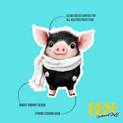 Piglet Sticker | Piglet with Scarf Sticker | Winter Piglet Decal