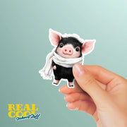 Piglet Sticker | Piglet with Scarf Sticker | Winter Piglet Decal