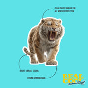 Sabertooth Tiger Sticker | Sabertooth Tiger Decal | Dinosaur Water Bottle Sticker
