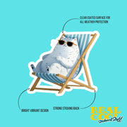 Cool Cat Beach Sticker | Relaxing British Shorthair in Shades | Summer Cat Vinyl Sticker