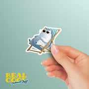 Cool Cat Beach Sticker | Relaxing British Shorthair in Shades | Summer Cat Vinyl Sticker