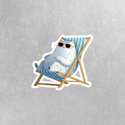 Cool Cat Beach Sticker | Relaxing British Shorthair in Shades | Summer Cat Vinyl Sticker