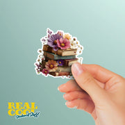 Floral Book Stack Sticker | Book Sticker | Reader Sticker