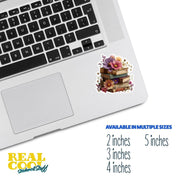 Floral Book Stack Sticker | Book Sticker | Reader Sticker