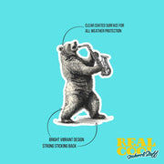 Bear Sticker | Saxophone Bear Sticker | Musical Bear Sticker