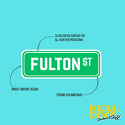 Fulton Street Sign Sticker | Fulton St Sign Decal | New York Sticker
