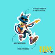 Cat Jam Guitar Sticker | Cool Cat Sticker | Cat Sticker