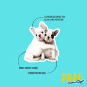 Hugging French Bulldogs Sticker | Cute French Bulldogs Decal for Laptop, Water Bottle, & Planner - Adorable French Bulldogs Gift