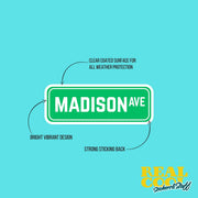 Madison Ave Sign Sticker | Madison Ave Sign Decal | New York Sticker