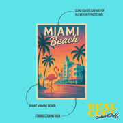 Miami Beach Sticker - Miami Beach Retro Sticker - Miami Retro Sticker
