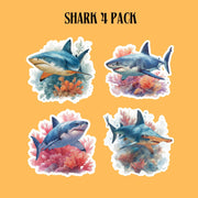 Shark Stickers - Shark 4 Pack - Shark Reef Stickers