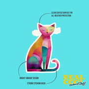 Naive Art Sitting Cat Sticker | A Whimsical Feline Sticker