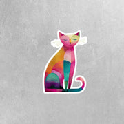 Naive Art Sitting Cat Sticker | A Whimsical Feline Sticker