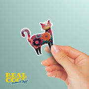 Naive Art Standing Cat Sticker | A Whimsical Feline Sticker