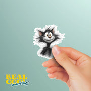 Cat Sticker | Hand Scribble Cat Sticker | Skat Cat Sticker