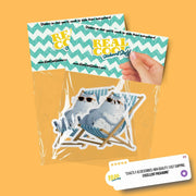 Cool Cat Beach Sticker | Relaxing British Shorthair in Shades | Summer Cat Vinyl Sticker