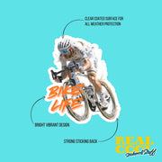Bike Life Cyclist Sticker – Dynamic Racing Biker Art, Waterproof Vinyl Sticker for Bike Lovers, Sports Fans & Cyclists