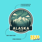 Alaska Sticker | Alaska Sticker Travel Decal |Northern Lights Illustration Sticker