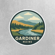 Gardiner Maine Sticker | Gardiner Travel Decal | Maine Illustration Sticker