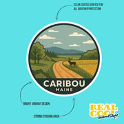 Caribou Maine Sticker | Caribou Travel Decal | Maine Illustration Sticker
