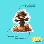 Scarecrow Pumpkin Sticker | Halloween Sticker | Scary Pumpkin Sticker