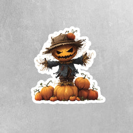 Scarecrow Pumpkin Sticker | Halloween Sticker | Scary Pumpkin Sticker